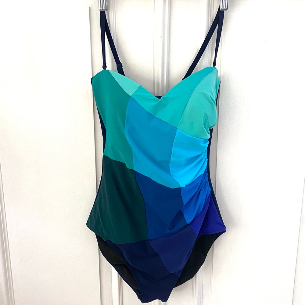 Profile by Gottex Blue Turquoise Strapless Swimsuit